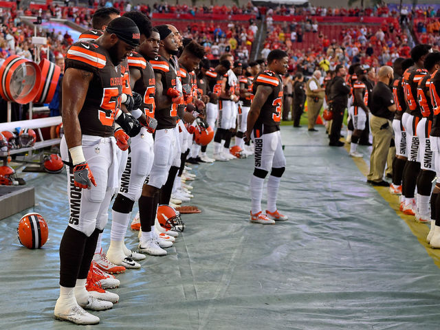 Watch: Browns players show equality-based message before anthem