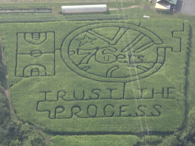 Look: Farmers pay tribute to 76ers with 'Trust the Process' corn maze