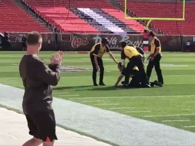 Watch: Browns security practices capturing field invaders