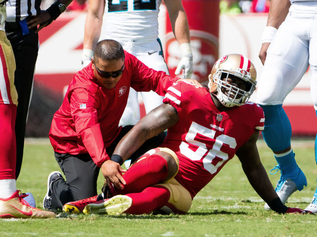 Report: 49ers' Reuben Foster dealing with high ankle sprain
