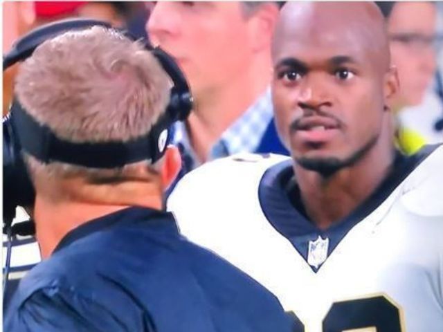 Peterson appears to shout at Sean Payton on sideline