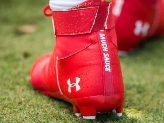 Look: Newton sports 'Too Much Sauce' cleats vs. Bills