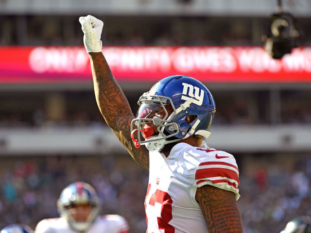 Watch: Beckham raises fist after one-handed TD vs. Eagles