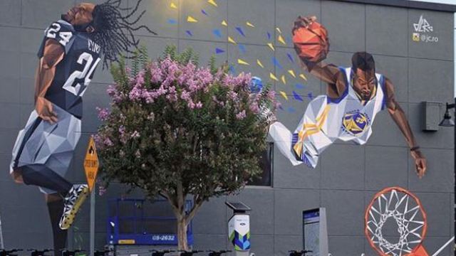 Look: Bay Area artist unveils mural of Lynch, Durant in Oakland