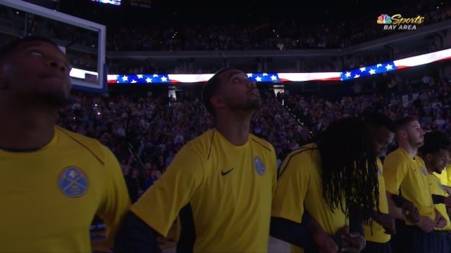 Look: Nuggets link arms during anthem prior to preseason opener