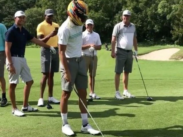 Watch: Curry tries to golf while wearing Lewis Hamilton's helmet