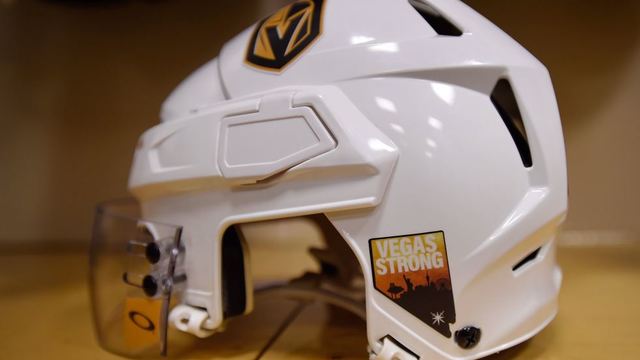 Look: Golden Knights, Stars add 'Vegas Strong' decal to helmets