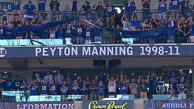 Watch: Colts retire Peyton Manning's No. 18, induct him into Ring of Honor