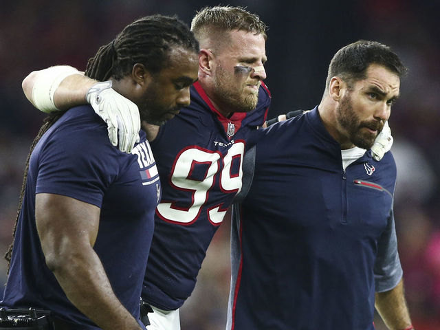 Watch: Watt takes 1st steps since leg injury