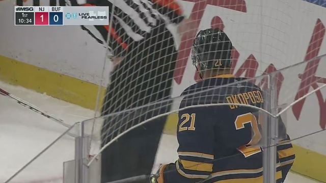 Look: Kyle Okposo plays with typo on jersey