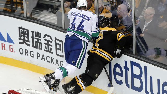 Canucks' Gudbranson to have hearing for boarding Bruins' Vatrano