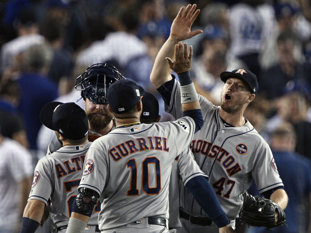 Astros complete stunning comeback over Dodgers to tie World Series