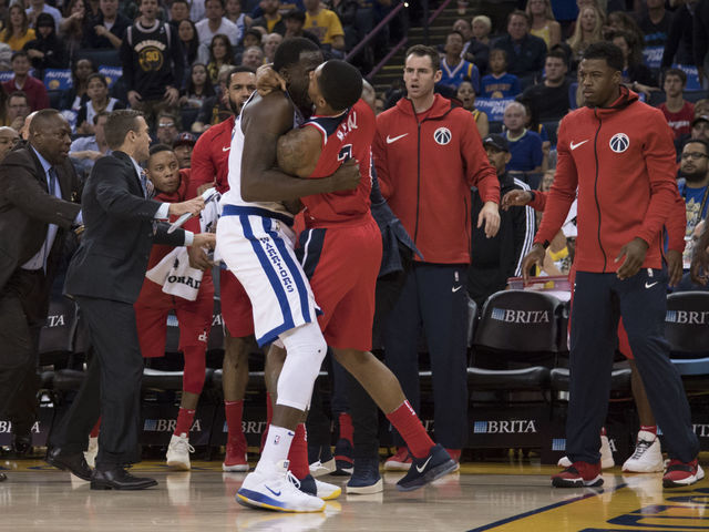 Watch: Green, Beal ejected after wrestling each other to floor