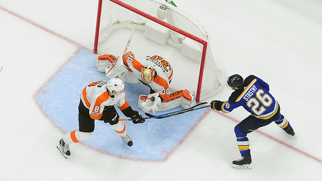 Flyers blank Blues despite depleted defense corps