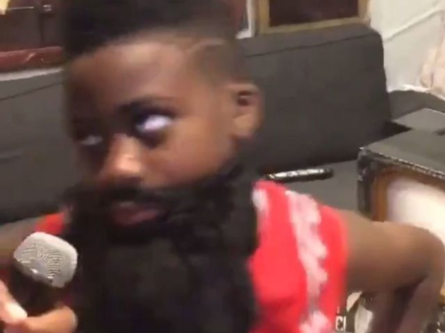 Harden gives props to kid for nailing side-eye impression