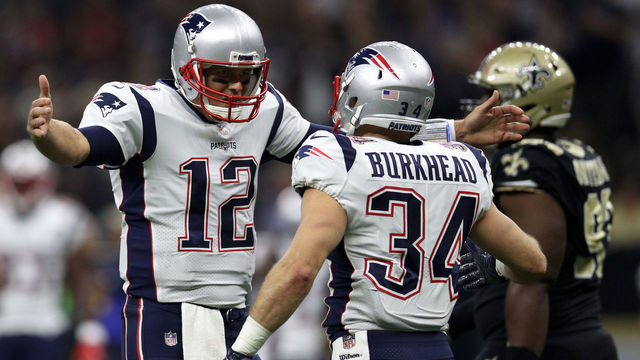 Report: Brady's hand injury caused by collision with Burkhead in practice