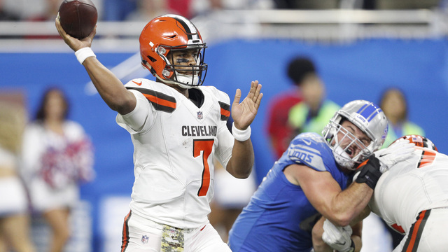 Browns' Kizer returns in 4th quarter vs. Lions after taking vicious hit