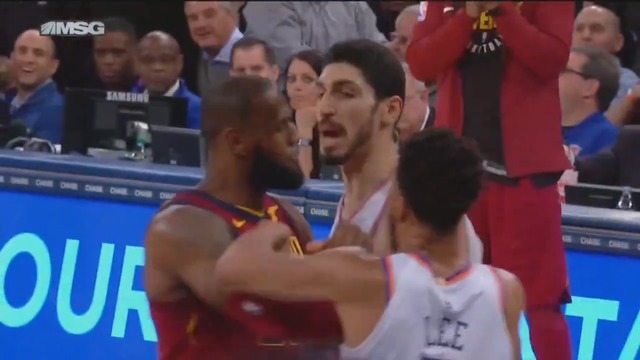 LeBron gets into scuffle with Kanter after Ntilikina shove