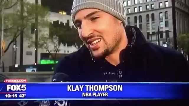 Watch: Klay Thompson interviewed about scaffolding on NYC local news