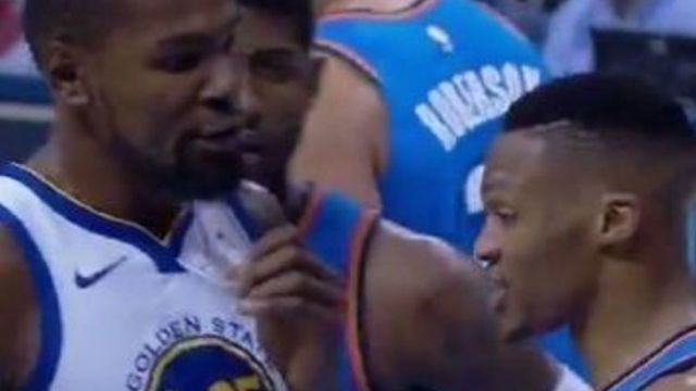 Watch: KD, Russ get in each other's faces