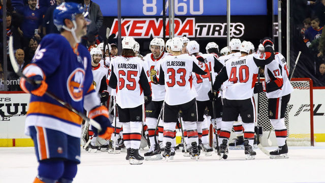 Senators snap 7-game losing skid, Islanders win streak in high-scoring affair
