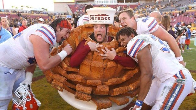 Man granted wish of being Outback Bowl's Bloomin' Onion mascot