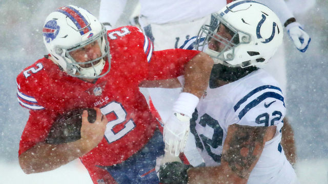 Bills' Peterman taken to locker room with head injury; Webb inserted at QB