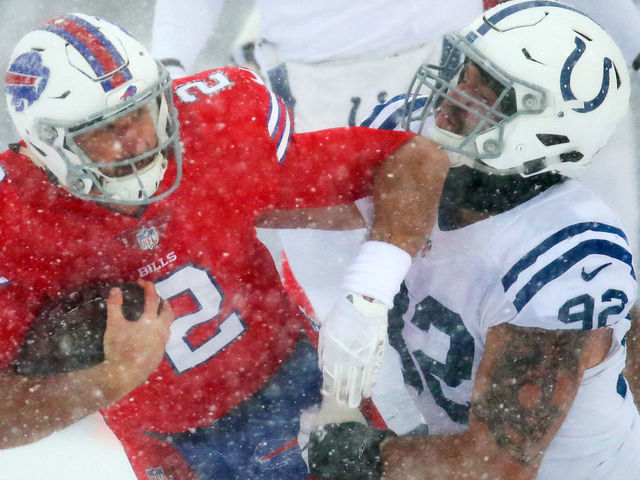 Bills' Peterman taken to locker room with head injury; Webb inserted at QB
