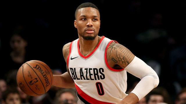 NEW YORK, NY - NOVEMBER 24: Damian Lillard #0 of the Portland Trail Blazers drives to the basket in the third quarter against the Brooklyn Nets at Barclays Center on November 24, 2017 in the Brooklyn borough of New York City. (Photo by Abbie Parr/Getty Images)