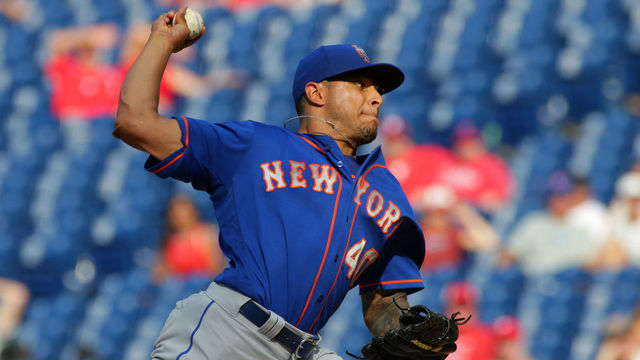 PHILADELPHIA, PA - AUGUST 13: AJ Ramos #40 of the New York Mets throws a pitch in the ninth inning during a game against the Philadelphia Phillies at Citizens Bank Park on August 13, 2017 in Philadelphia, Pennsylvania. The Mets won 6-2. (Photo by Hunter Martin/Getty Images)