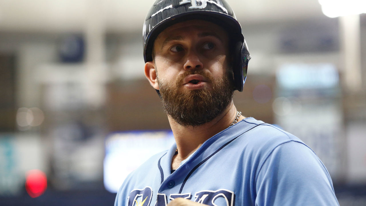 ST. PETERSBURG, FL - AUGUST 13: Evan Longoria #3 of the Tampa Bay Rays waits on deck to bat during the sixth inning of a game against the Cleveland Indians on August 13, 2017 at Tropicana Field in St. Petersburg, Florida. (Photo by Brian Blanco/Getty Images)