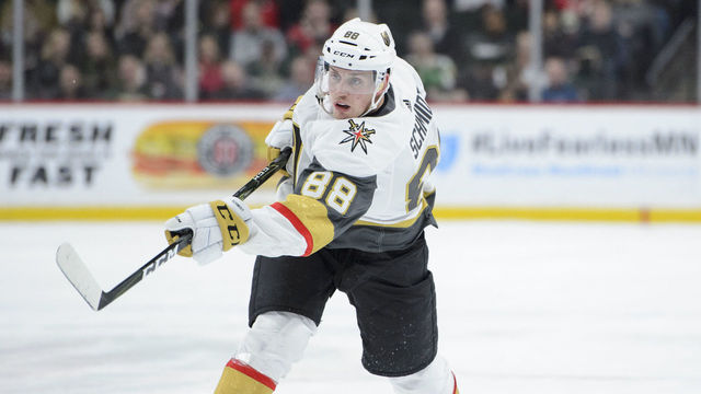 ST PAUL, MN - NOVEMBER 30: Nate Schmidt #88 of the Vegas Golden Knights shoots the puck against the Minnesota Wild during the game on November 30, 2017 at Xcel Energy Center in St Paul, Minnesota. The Wild defeated the Knights 4-2. (Photo by Hannah Foslien/Getty Images)