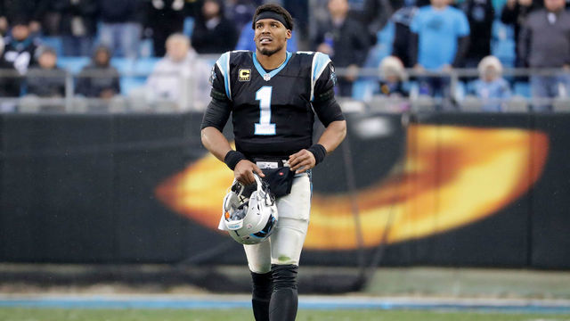 CHARLOTTE, NC - DECEMBER 17: Cam Newton #1 of the Carolina Panthers leaves the field after their game against the Green Bay Packers at Bank of America Stadium on December 17, 2017 in Charlotte, North Carolina. (Photo by Streeter Lecka/Getty Images)
