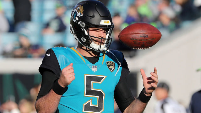 JACKSONVILLE, FL - DECEMBER 10: Blake Bortles #5 of the Jacksonville Jaguars warms up on the field prior to the start of their game against the Seattle Seahawks at EverBank Field on December 10, 2017 in Jacksonville, Florida. (Photo by Sam Greenwood/Getty Images)