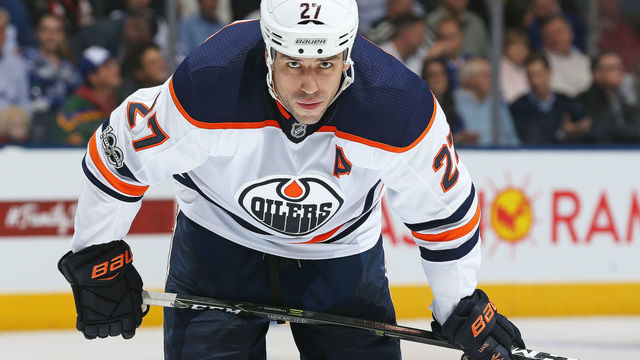 TORONTO, ON - DECEMBER 10: Milan Lucic #27 of the Edmonton Oilers waits for a faceoff against the Toronto Maple Leafs during an NHL game at the Air Canada Centre on December 10, 2017 in Toronto, Ontario, Canada. The Maple Leafs defeated the Oilers 1-0.