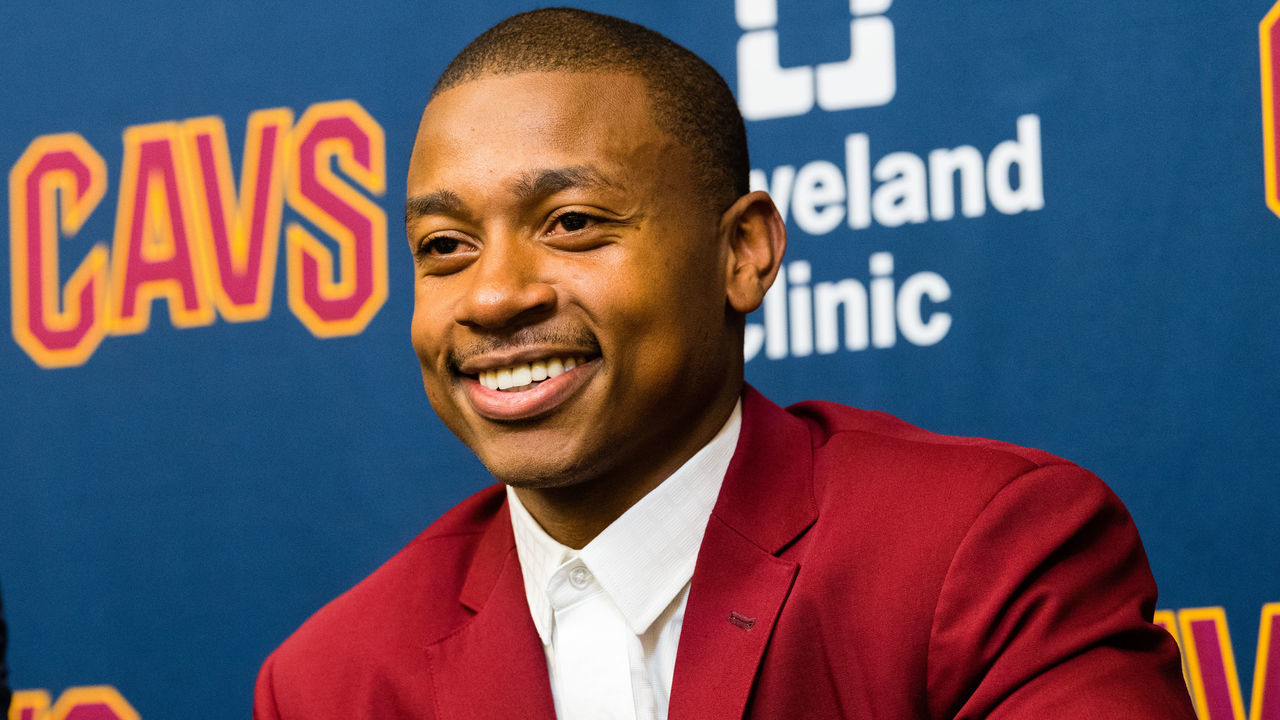 INDEPENDENCE, OH - SEPTEMBER 7: Isaiah Thomas is introduced as a Cleveland Cavalier at Cleveland Clinic Courts on September 7, 2017 in Independence, Ohio. NOTE TO USER: User expressly acknowledges and agrees that, by downloading and or using this photograph, User is consenting to the terms and conditions of the Getty Images License Agreement.