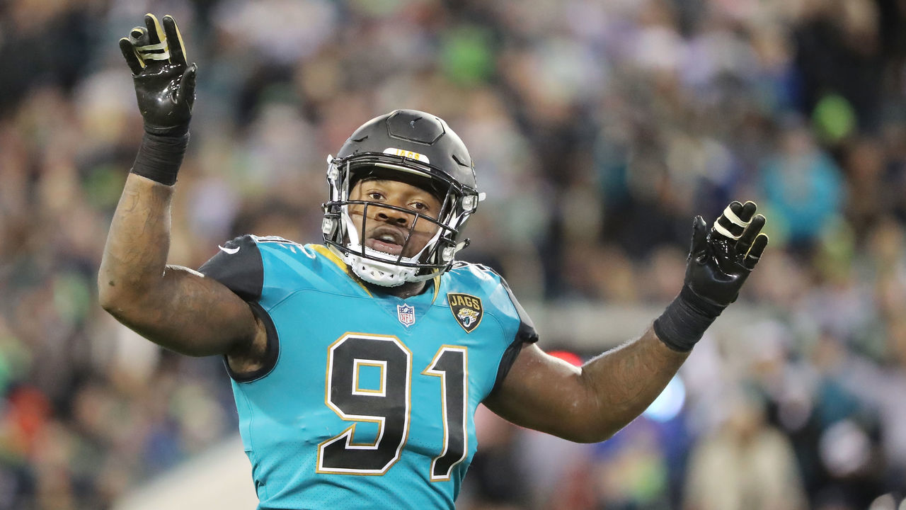 JACKSONVILLE, FL - DECEMBER 10: Yannick Ngakoue #91 of the Jacksonville Jaguars waits on the field during the second half of their game against the Seattle Seahawks at EverBank Field on December 10, 2017 in Jacksonville, Florida.