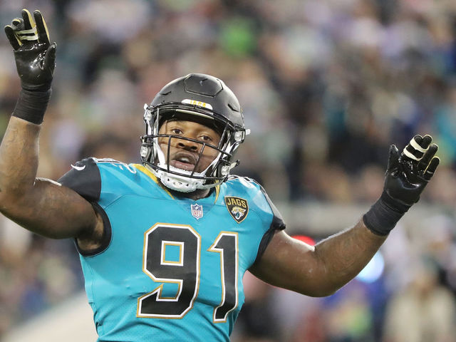 JACKSONVILLE, FL - DECEMBER 10: Yannick Ngakoue #91 of the Jacksonville Jaguars waits on the field during the second half of their game against the Seattle Seahawks at EverBank Field on December 10, 2017 in Jacksonville, Florida.