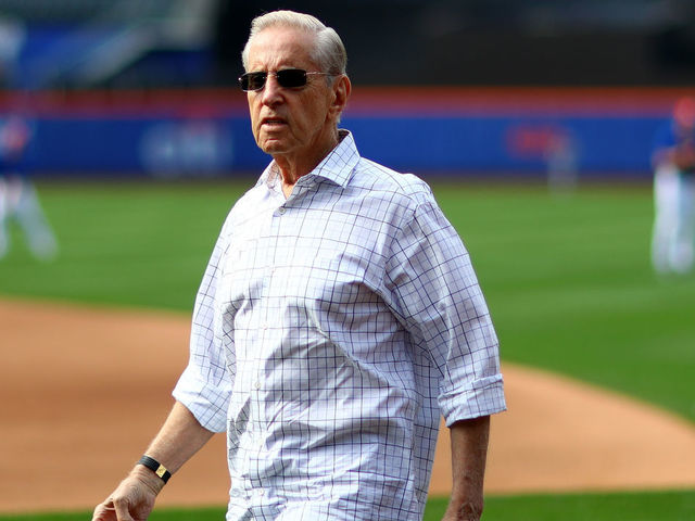 NEW YORK, NY - JULY 02: New York Mets owner Fred Wilpon takes in batting practice before the game between the New York Mets and the Chicago Cubs at Citi Field on July 2, 2016 in the Flushing neighborhood of the Queens borough of New York City.
