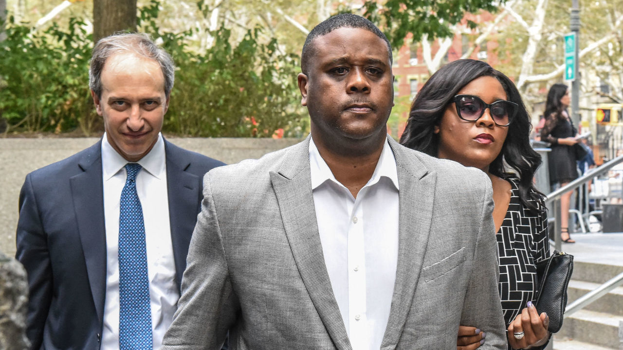 NEW YORK, NY - OCTOBER 10: Merl Code Jr. exits the Federal Courthouse in Manhattan on October 10, 2017 in New York City. Several people associated with NCAA Basketball have been charged as part of a corruption ring.