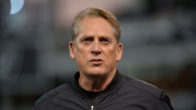 OAKLAND, CA - DECEMBER 17: Head coach Jack Del Rio of the Oakland Raiders looks on prior to their game against the Dallas Cowboys at Oakland-Alameda County Coliseum on December 17, 2017 in Oakland, California.