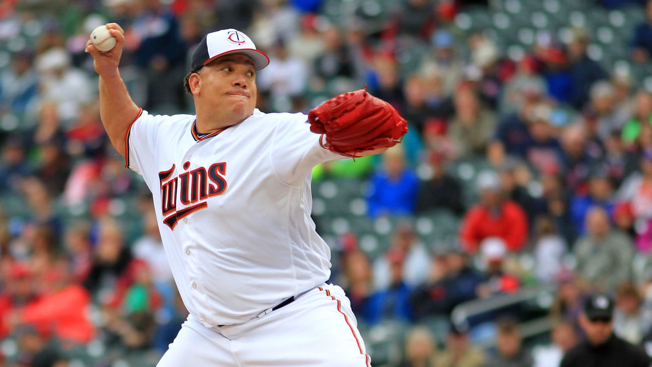 MINNEAPOLIS, MN - OCTOBER 1: Bartolo Colon #40 of the Minnesota Twins pitches against the Detroit Tigers in the first inning during their baseball game on October 1, 2017 at Target Field in Minneapolis, Minnesota.