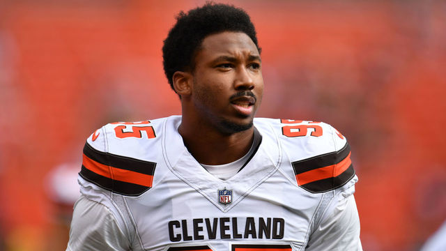 CLEVELAND, OH - OCTOBER 08: Myles Garrett #95 of the Cleveland Browns during warmups before the gam against the New York Jets at FirstEnergy Stadium on October 8, 2017 in Cleveland, Ohio.