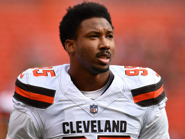 CLEVELAND, OH - OCTOBER 08: Myles Garrett #95 of the Cleveland Browns during warmups before the gam against the New York Jets at FirstEnergy Stadium on October 8, 2017 in Cleveland, Ohio.