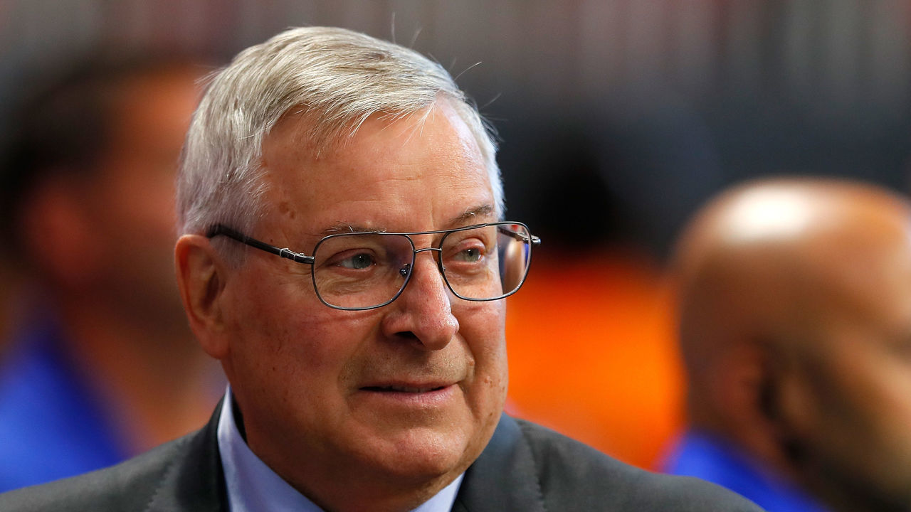 ATLANTA, GA - OCTOBER 01: Terrence Pegula, team owner of the Buffalo Bills on the field prior to the game against the Atlanta Falcons at Mercedes-Benz Stadium on October 1, 2017 in Atlanta, Georgia.