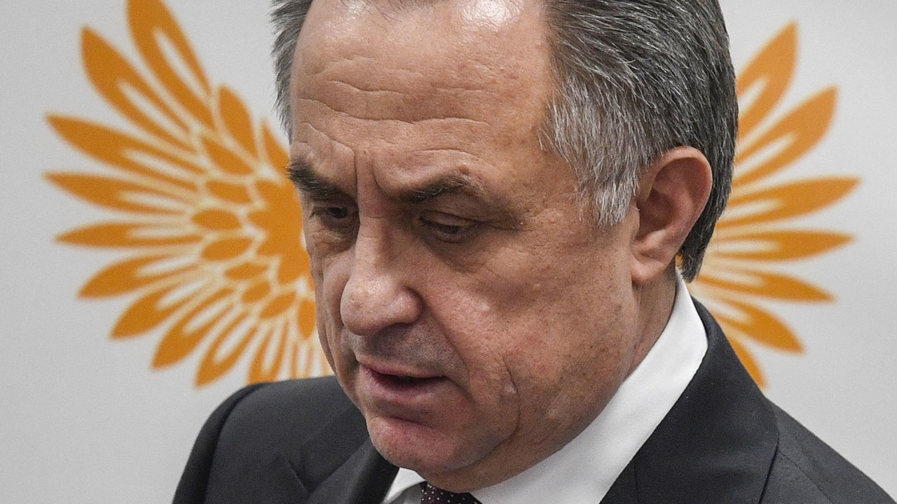 Russia's deputy prime minister and the Russian Football Union (RFU) president Vitaly Mutko meets with the media after a session of the RFU executive committee in Moscow on December 25, 2017. Russian Deputy Prime Minister Vitaly Mutko, who has been hit with a lifetime ban from the Olympic Games over doping, on December 25, 2017 said he is suspending his role as president of the Russian Football Union while he contests the ban in the Court of Arbitration for Sport. / AFP PHOTO / Alexander NEMENOV