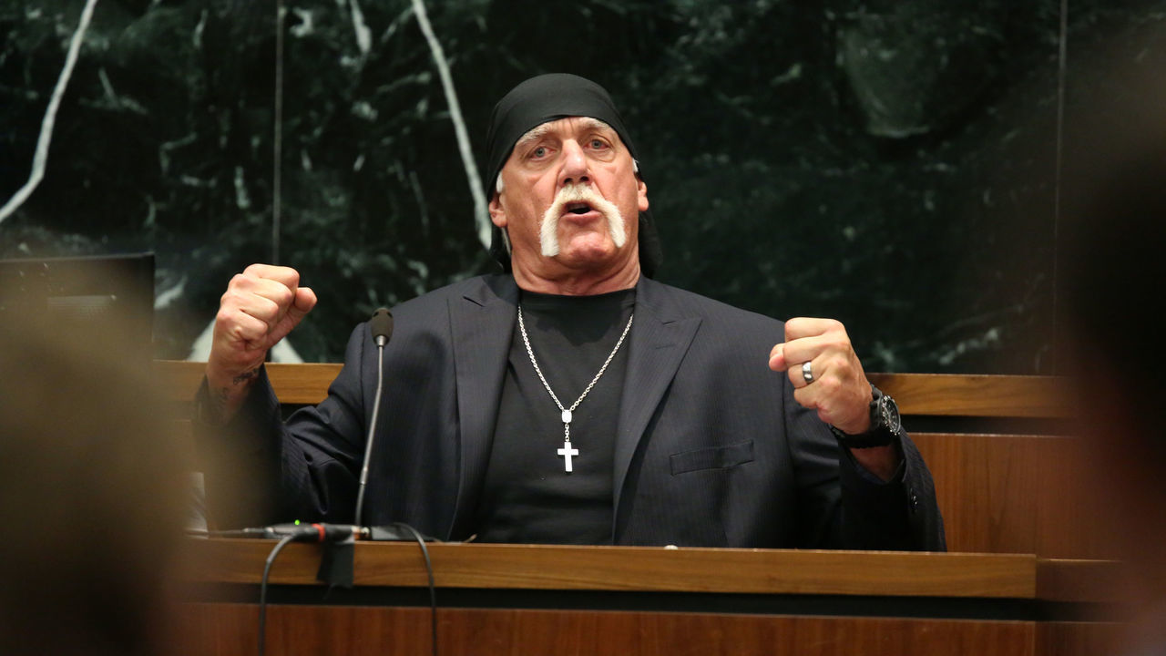ST PETERSBURG, FL - MARCH 08: NY POST OUT Terry Bollea, aka Hulk Hogan, testifies in court during his trial against Gawker Media at the Pinellas County Courthouse on March 8, 2016 in St Petersburg, Florida. Bollea is taking legal action against Gawker in a USD 100 million lawsuit for releasing a video of him having sex with his best friends wife.