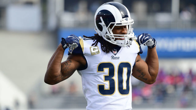 LOS ANGELES, CA - NOVEMBER 12: Todd Gurley #30 of the Los Angeles Rams is seen before the game against the Houston Texans at the Los Angeles Memorial Coliseum on November 12, 2017 in Los Angeles, California.
