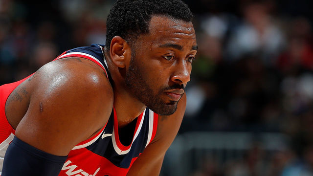 ATLANTA, GA - DECEMBER 27: John Wall #2 of the Washington Wizards looks on during the game against the Atlanta Hawks at Philips Arena on December 27, 2017 in Atlanta, Georgia.
