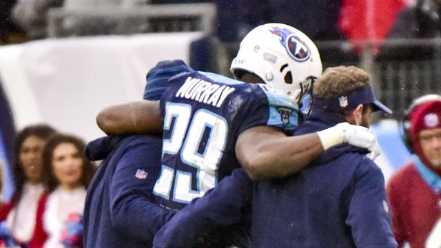 NASHVILLE, TN - DECEMBER 24: DeMarco Murray #29 of the Tennessee Titans is helped off the field during the game against the Los Angeles Rams at Nissan Stadium on December 24, 2017 in Nashville, Tennessee.